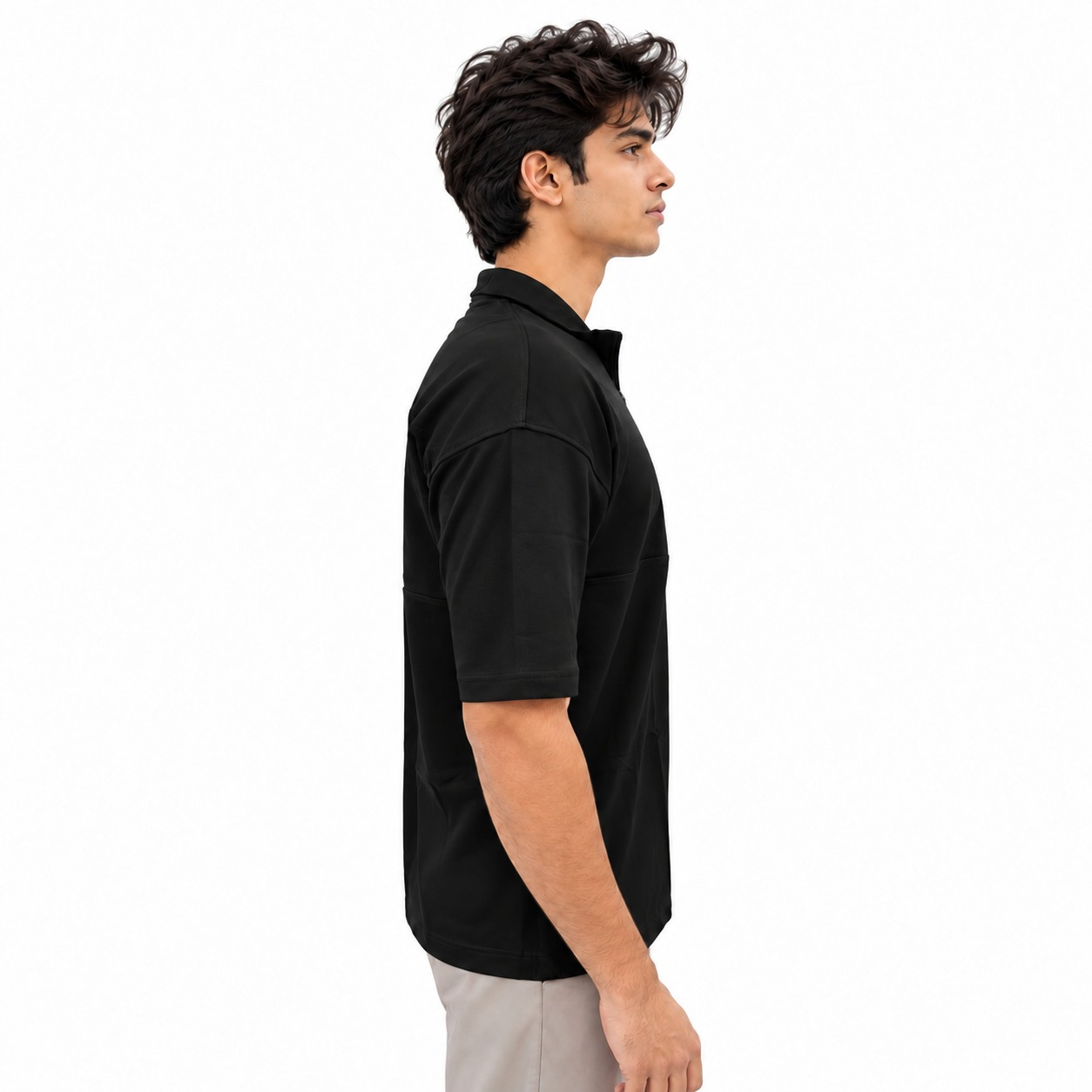 OFFMG Men's Minimal Black Half Zip T-Shirt 3